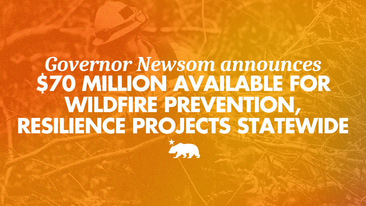 During Wildfire Preparedness Week, Governor Newsom announces $70 million available for wildfire prevention and resilienc